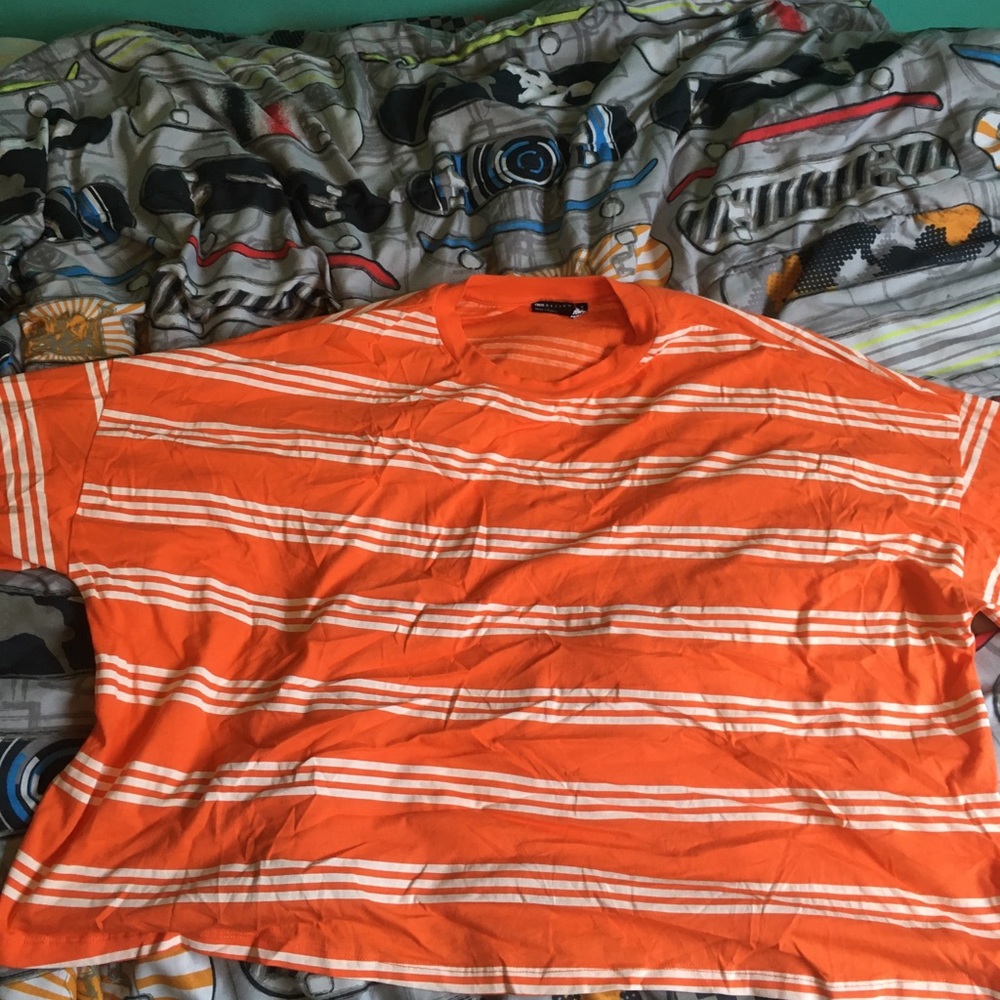 ASOS design orange striped boxy long sleeve shirt